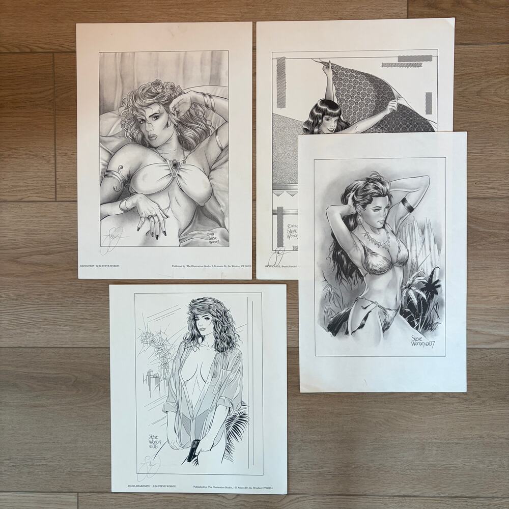 LOT 4 Steve Woron 1990s Black and White Sketchings Signed
